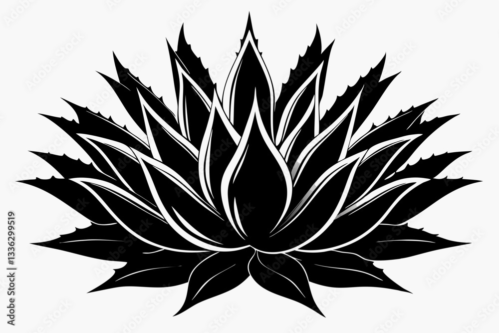 Obraz premium agave wild flower line art silhouette vector illustration