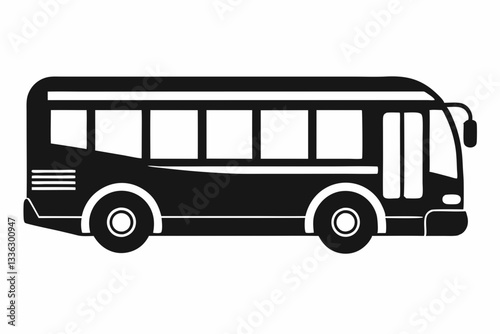 modern electric bus icon line art silhouette vector illustration