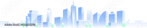 Smart city background illustration clipart, horizontal background Abstract urban architecture modern cityscape panorama Vector illustration in flat style