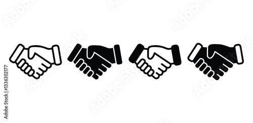 Handshake Partnership Agreement Symbols Icons Vector Design Illustration Set