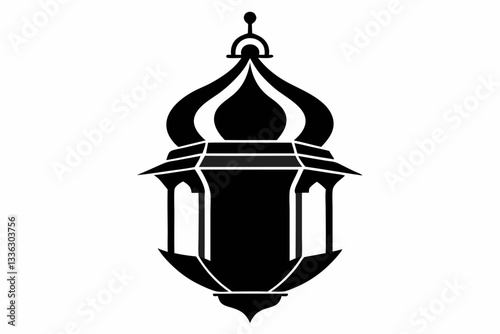 arabian lantern line art silhouette vector illustration