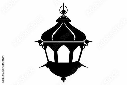 arabian lantern line art silhouette vector illustration