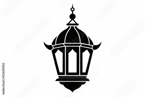 arabian lantern line art silhouette vector illustration