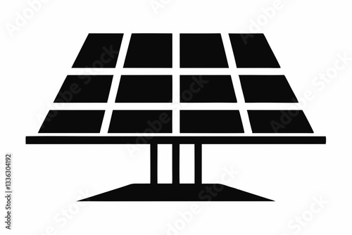 solar panel icon line art silhouette vector illustration