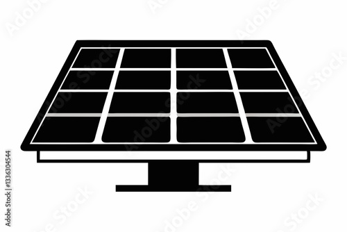 solar panel icon line art silhouette vector illustration