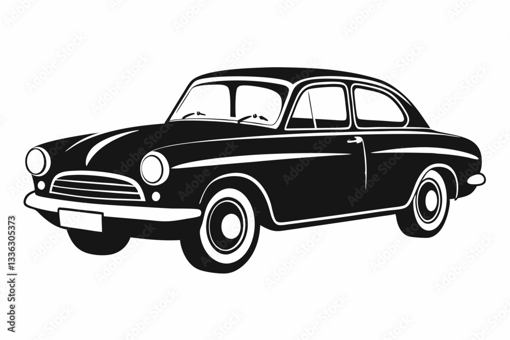 Obraz premium vintage car line art silhouette vector illustration