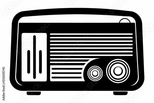 vintage radio line art silhouette vector illustration