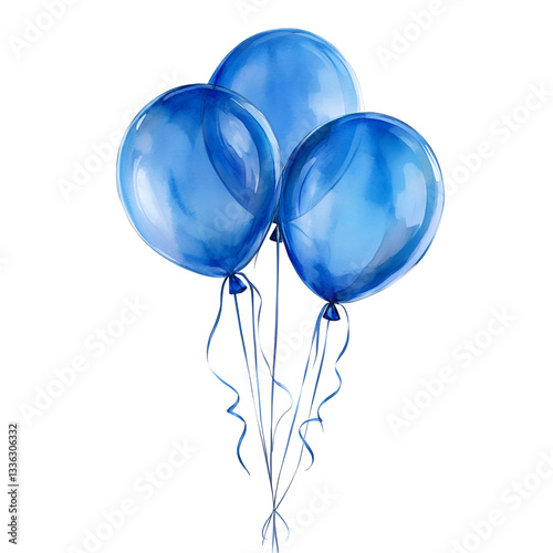 Three blue balloons floating joy celebration party,