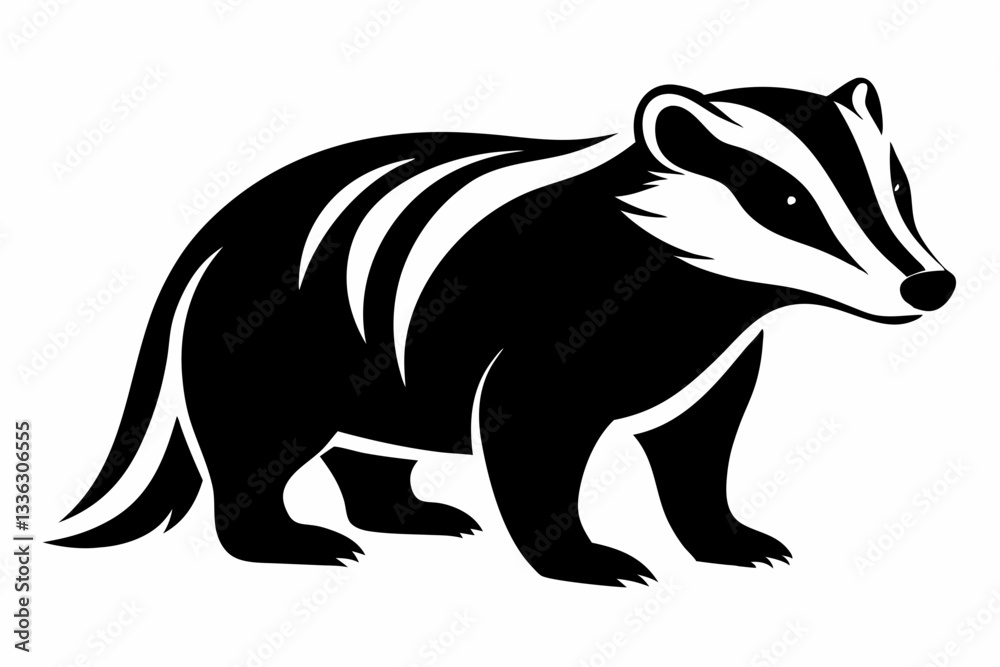 Fototapeta premium badger line art silhouette vector illustration