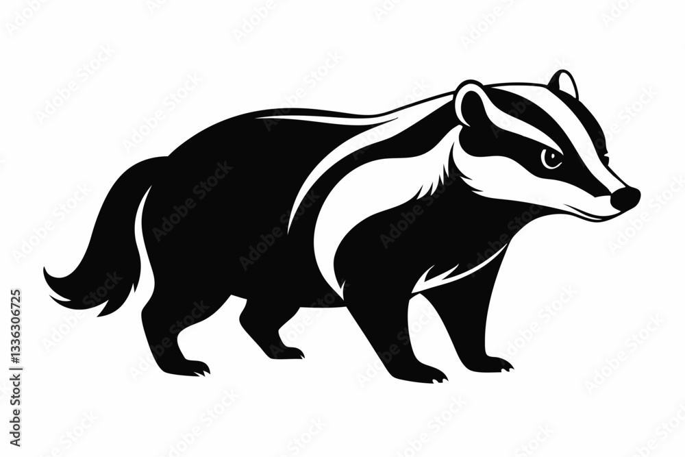 Fototapeta premium badger line art silhouette vector illustration