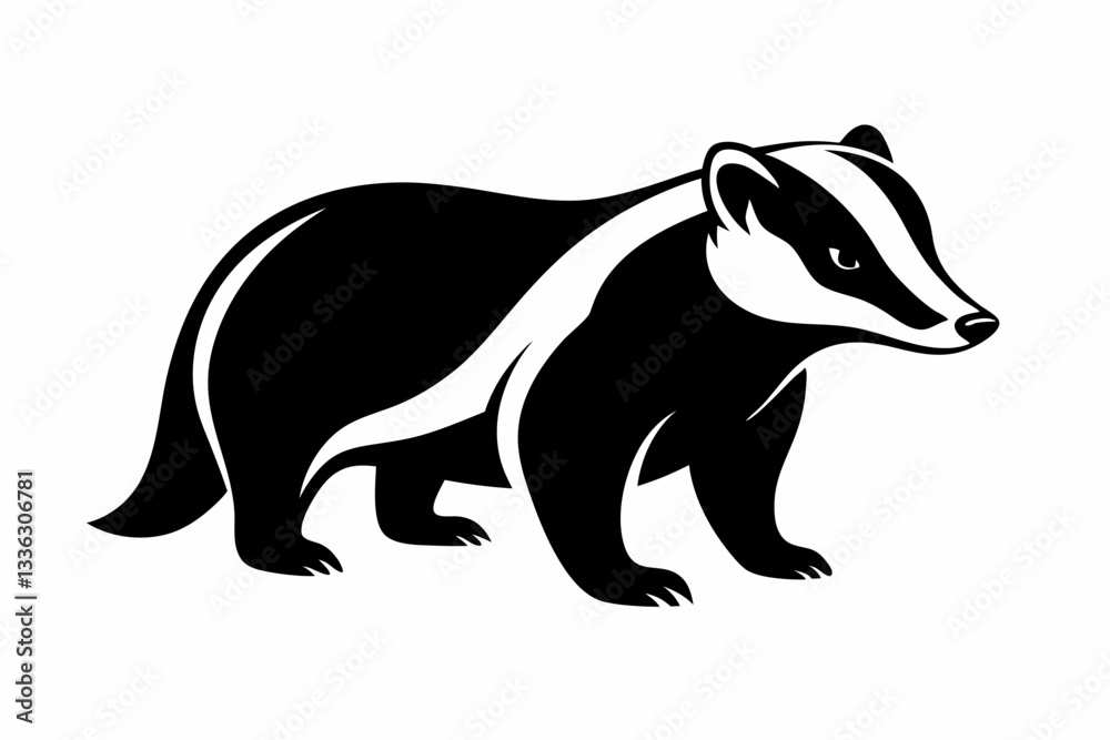 Fototapeta premium badger line art silhouette vector illustration
