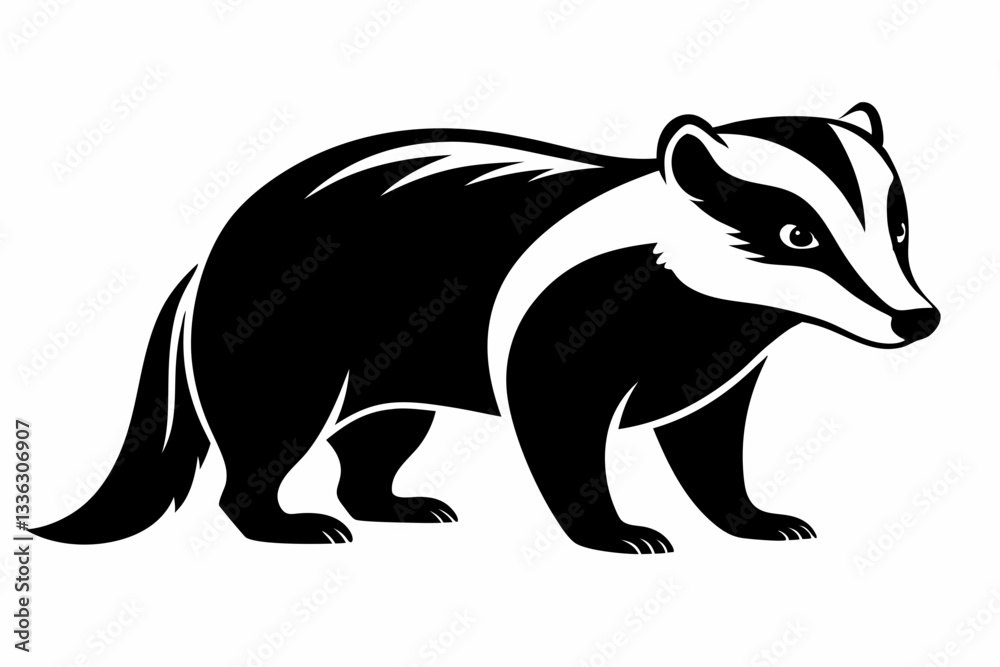Fototapeta premium badger line art silhouette vector illustration