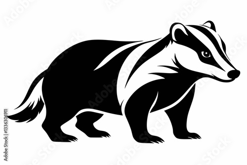 badger line art silhouette vector illustration