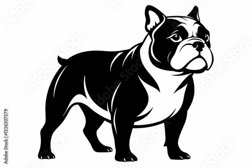 bulldog line art silhouette vector illustration