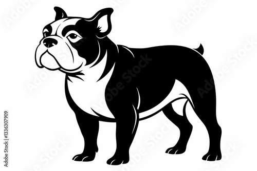 bulldog line art silhouette vector illustration