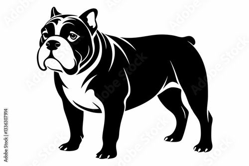 bulldog line art silhouette vector illustration