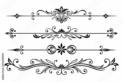  calligraphic ornamental divider collection line art silhouette vector illustration