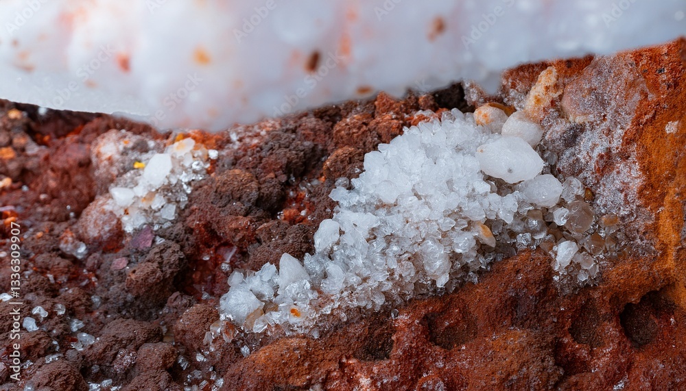 Fototapeta premium Crystallized minerals forming along the edges of a volcanic vent.