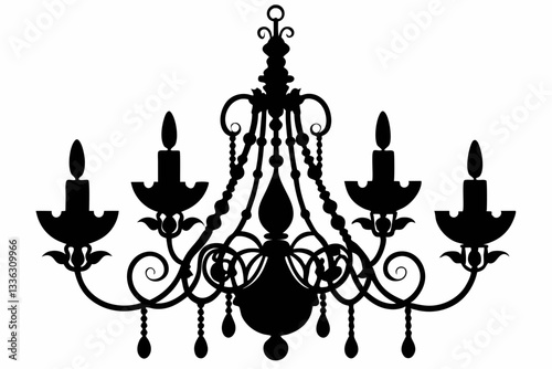 chandelier line art silhouette vector illustration