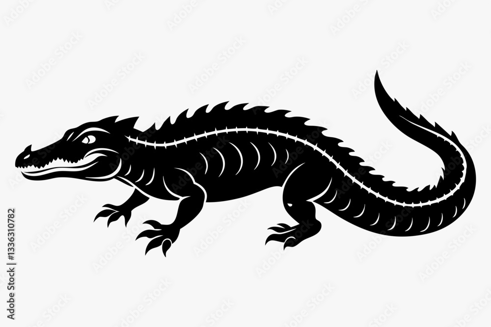 Obraz premium crocodile line art silhouette vector illustration