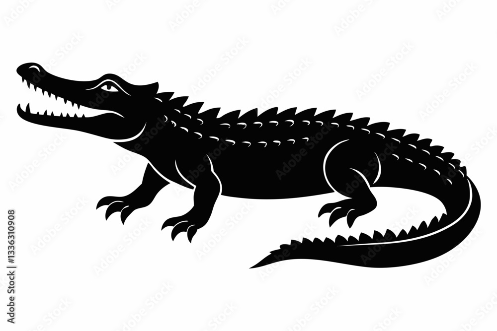 Fototapeta premium crocodile line art silhouette vector illustration