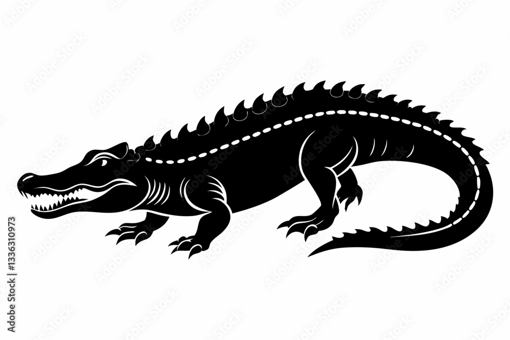 Fototapeta premium crocodile line art silhouette vector illustration