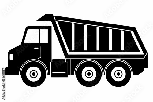 dump truck line art silhouette vector illustration