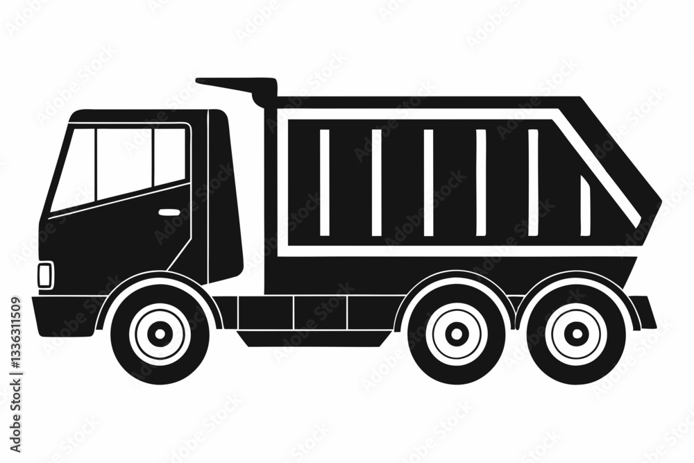 dump truck line art silhouette vector illustration dump truck line art silhouette vector illustration