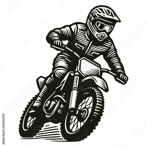 Moto rider helmet Engrave vector illustration logo icon