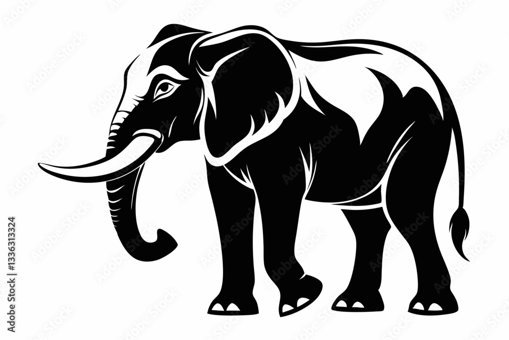 Fototapeta premium elephant animal line art silhouette vector illustration