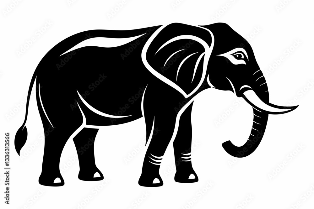Obraz premium elephant animal line art silhouette vector illustration