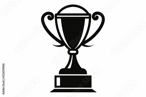 gold trophy line art silhouette vector illustration