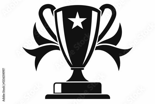 gold trophy line art silhouette vector illustration