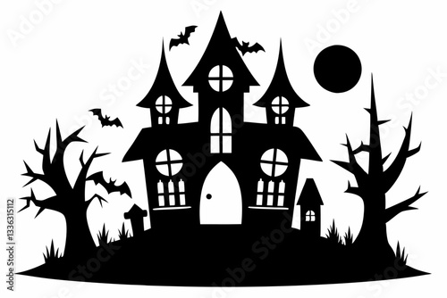 halloween haunt icon line art silhouette vector illustration