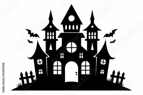 halloween haunt icon line art silhouette vector illustration