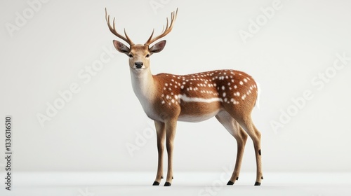 Wallpaper Mural A beautiful deer animal standing calmly on a white backdrop Torontodigital.ca