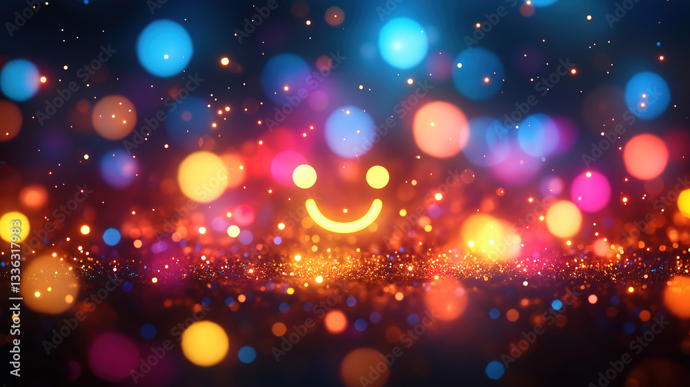 Fototapeta premium Colorful confetti shower for a party, blending with a dreamy blurred background