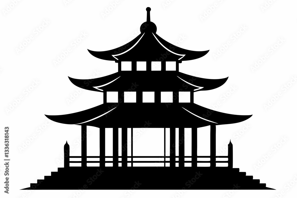 pagoda line art silhouette vector illustration pagoda line art silhouette vector illustration