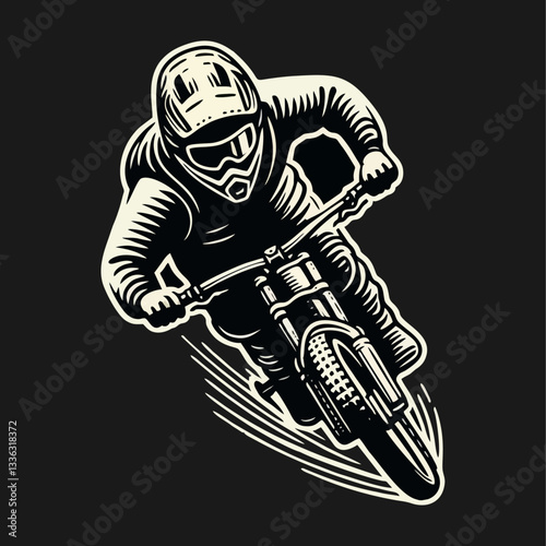 Downhill Mountain bike enduro rider wear helmet Engrave illustration logo icon