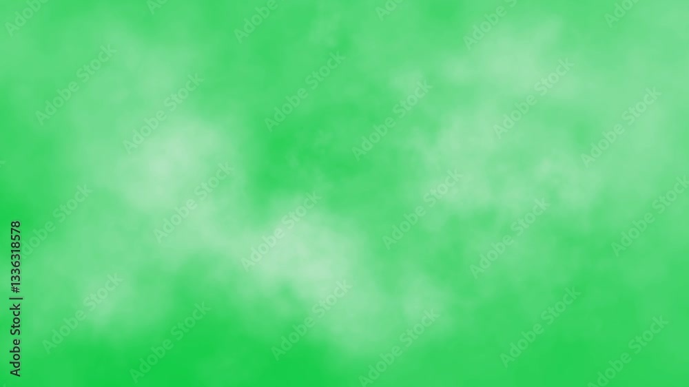 fly through clouds, moving forward through white smoke or foggy weather, smoky background animation green screen