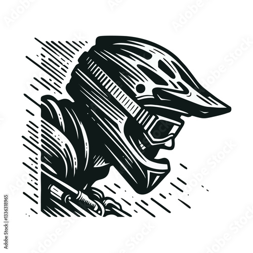 Downhill Mountain bike enduro rider wear helmet Engrave illustration logo icon