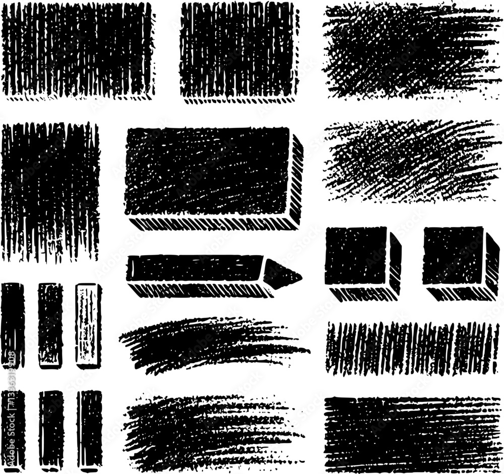 collection of crayon strokes on transparent background, labels, stickers, doodles, scribbles, extracted, eps file
