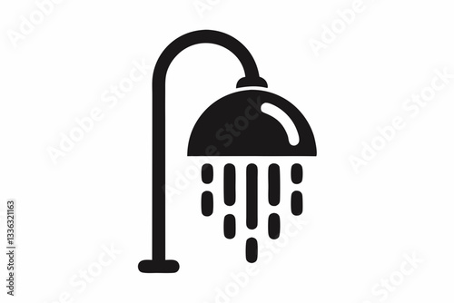 shower icon line art silhouette vector illustration