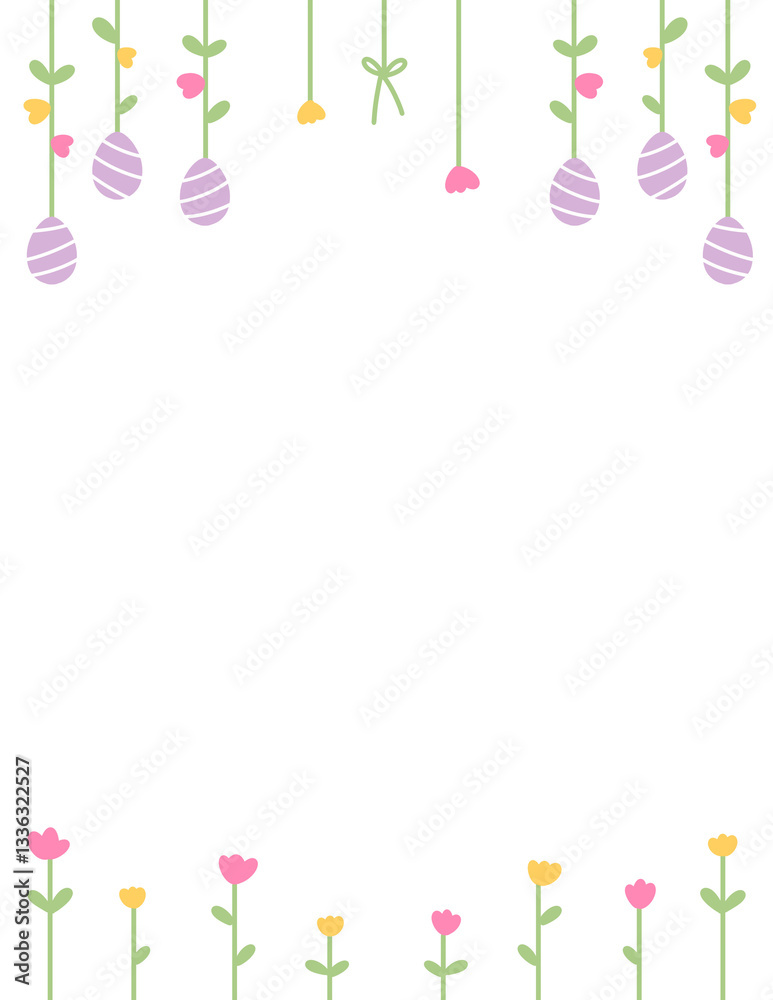 Obraz premium cute Easter egg border frame pastel color for greeting card paper frame