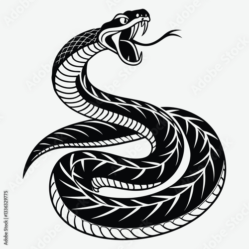  Angry Snake image silhouette design vector art and illustration