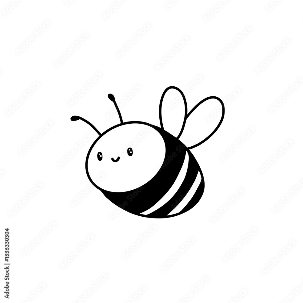 Obraz premium Cute cartoon bee hand drawn doodle