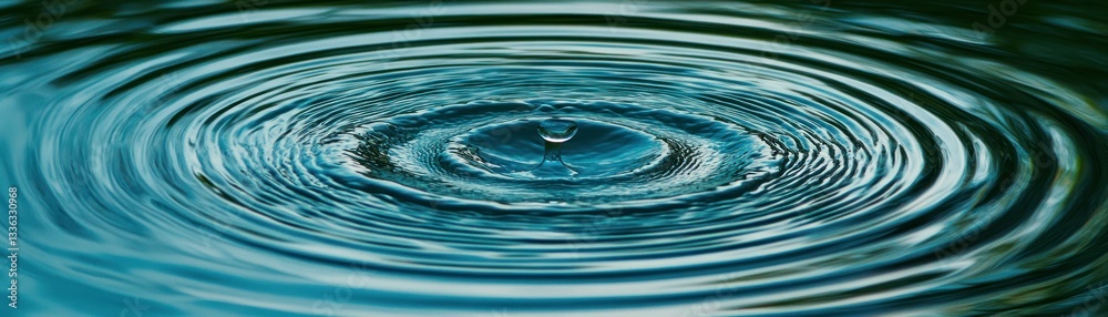 A single water droplet causes concentric ripples on a liquid surface A single water droplet causes concentric ripples on a liquid surface