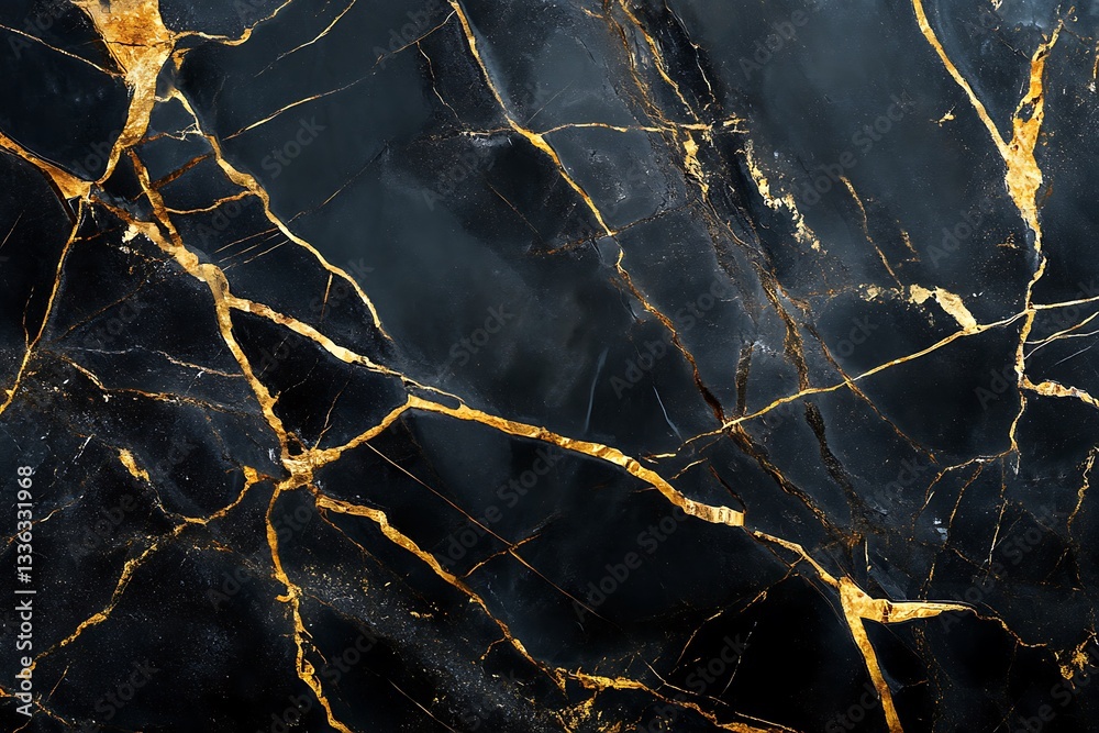 Fototapeta premium Black marble texture with gold veins. (12)