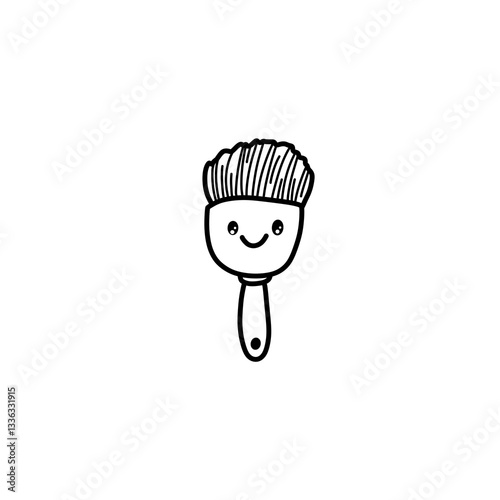 Cute cartoon paint brush hand drawn doodle