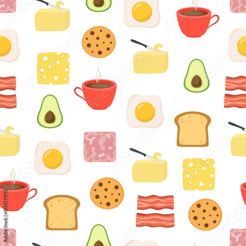 healthy breakfast seamless pattern